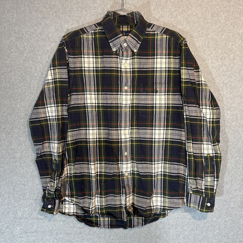 POLO RALPH LAUREN‎ Men's Large Green Multicolor Plaid Flannel Shirt